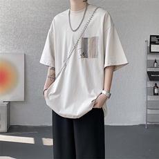 8XL-M高品质纯棉美式复古宽松简约百搭学院风短袖T恤上衣男DX343，男装T恤，电商D206-1