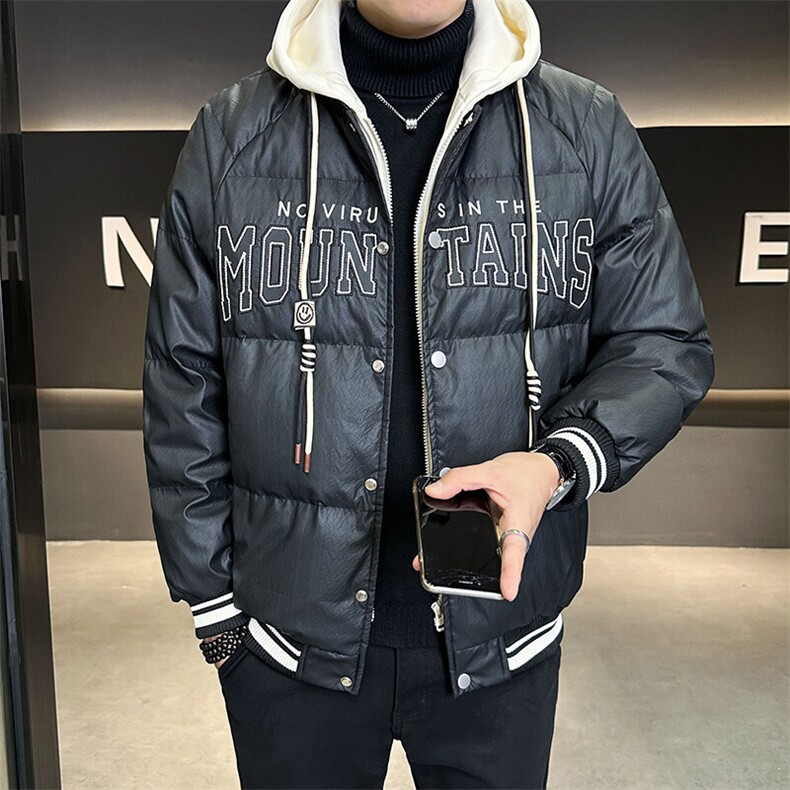 2025新款男士羽绒服假两件连帽外套B240-Y8065-P215微宽松版型,男装羽绒服,电商B240