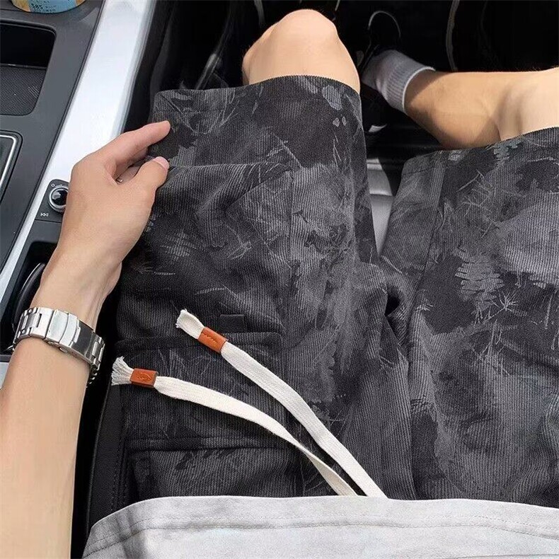 美式迷彩工装短裤男款夏季水墨扎染设计感运动百搭休闲裤DK14，男装牛仔裤，星座1116A（原606A-3）