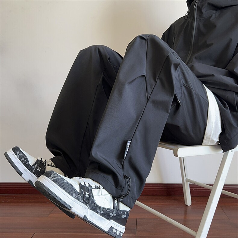 春秋冲锋裤男防水直筒休闲裤运动褶皱长裤子潮流A266-KZ8025-P40，男装休闲裤，电商A266