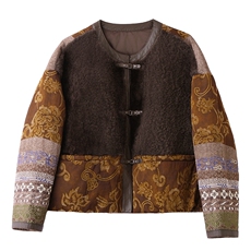 新款欧时尚高端提花刺绣拼皮毛一体羽绒服，女装羽绒服，布芭啦