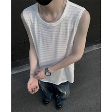 2025夏季新款肌理感冰丝背心坎肩无袖宽松T恤xz906-Y133P23，男装背心/马甲，星座906（原电商a316-1）