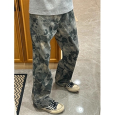 FF3431-P422025美式高街水洗迷彩直筒微喇牛仔裤，男装牛仔裤，电商B323A