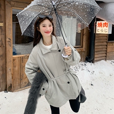 新款！现货大货已出！90绒风衣羽绒（带真狐狸毛领）P345K488，女装羽绒服，2D034