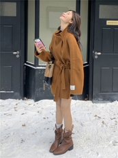 美拉德收腰气质呢子外套女2025年秋冬季新款百搭显瘦双面羊毛大衣，女装双面呢大衣，蝶眷