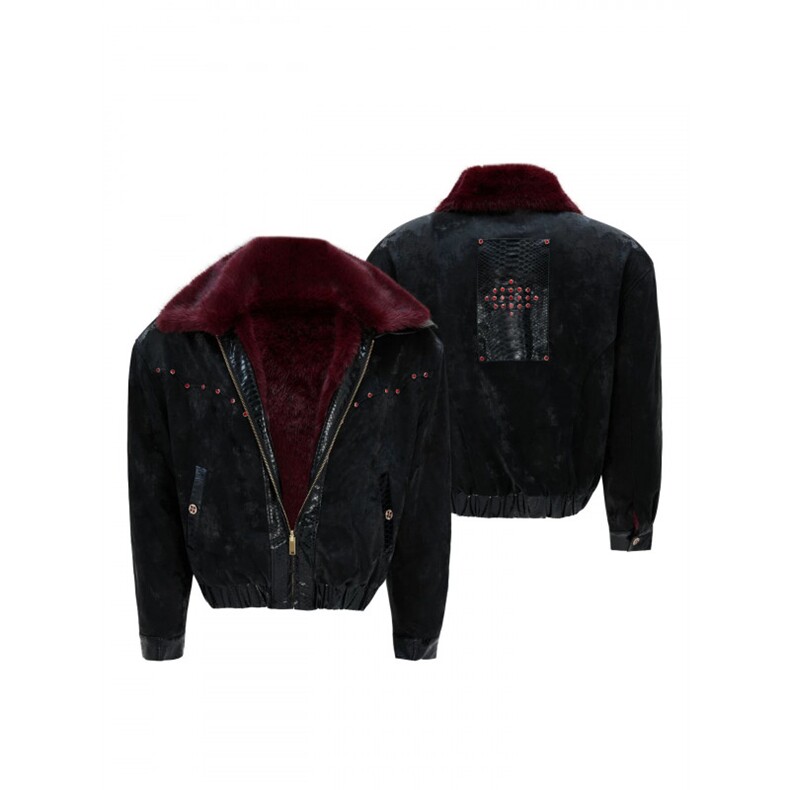 网图黑红伯爵双面穿座山雕加绒加厚仿貂毛棉服外套mj1110-p218,男装棉衣,电商B288