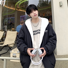 XZ213-MY53-P128控148港风大码加绒双面穿连帽保暖棉服男潮冬季，男装棉衣，星座213