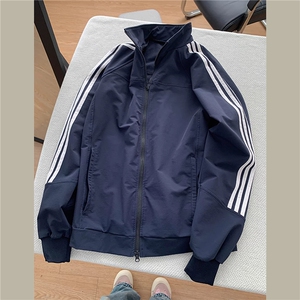 JK757-P50三条杠外套男女春秋季cleanfit短款立领夹克图片