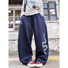 美式复古设计感印花休闲裤男女宽松卫裤百搭长裤子秋LB30922-P42，男装休闲裤，星座1008