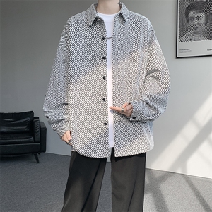 衬衫男秋季新款港风宽松大码小香风长袖衬衣CS7002-P42图片