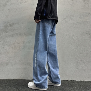 k1030-p45-控68 M-5XL港风高阶拉链黑暗破洞宽松大码牛仔裤图片