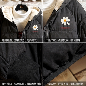 MY16059-P100 加厚加绒连帽衣男大码服男面包服男 砖墙挂拍图片