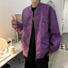 渐变皮夹克男韩版潮流美式高街帅2024秋冬新款ins外套W5336-P82，男装夹克，星座412-3