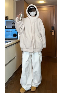 都市潮流经典美式学院风棉衣宽松连帽传统复古外套HY676TP98图片