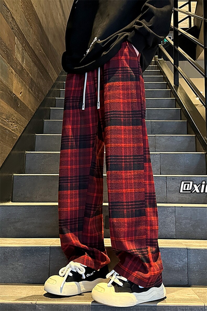XZ616春季新款格子设计抽绳款直筒休闲裤长裤TY2431P65控78,男装休闲裤,星座512A（原616）