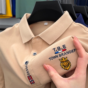 polo衫中年商务休闲男装夏季新款男士短袖T恤半袖翻领宽松上衣服图片