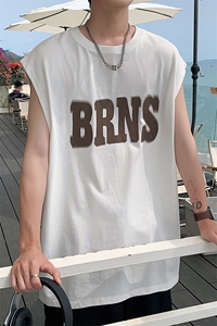 夏季港风t恤男宽松大码纯棉运动背心坎肩潮牌无袖BX005 P25图片