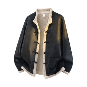 风棉服男唐装大码冬季羊羔绒外套皮毛一体夹克棉衣1203p158图片