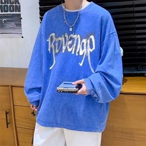 直播品质 重磅纯棉 美式蜡染水洗做旧潮牌宽松长袖t恤 CT355特P38图片