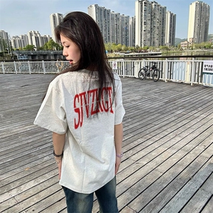 万针全刺绣解构设计260克重磅双纱纯棉高品质美式高街短袖T恤特35图片