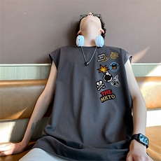 直播抖音得物品质纯棉250克无袖背心T恤T2535P26控39，男装背心/马甲，电商C408(原B339-1)