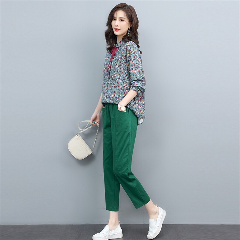 长期现货，春季新款复古碎花女两件套,女装套装/套裙,涵誉