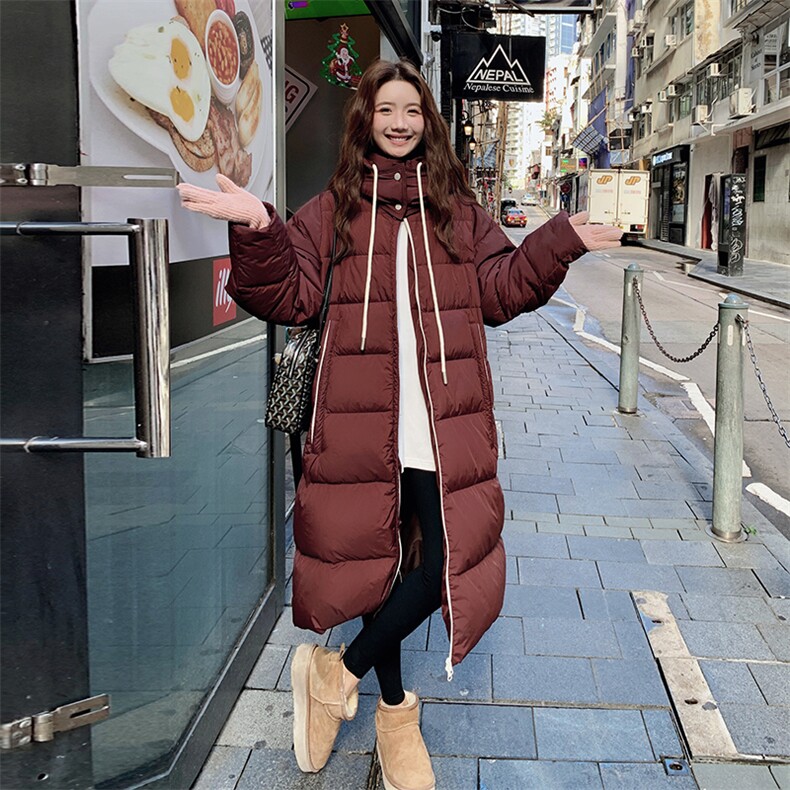 冬季羽绒服女韩系长款高级感连帽2025独特超好看百搭厚外套白鸭绒图片