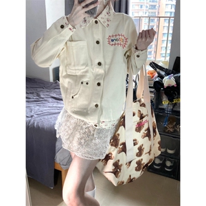 【有货】碎花领拼接外套男女同款春秋情侣工装夹克K95CC-特P60图片