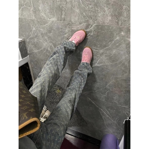 【有货】提花满印牛仔裤男夏季美式复古直筒裤子KZT63HH-特P45