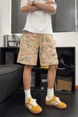B221美式ins高街暗黑宽松民族风五分裤短裤LK25541-特P28控58，男装休闲裤，电商B221