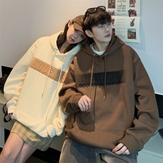 EQ190重工艺凹凸印花连帽套头卫衣男女春季学院风情侣装外套，男装卫衣，电商C306-1