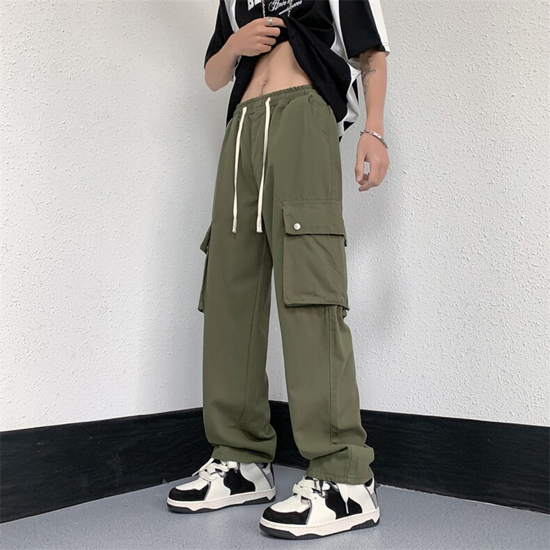 口袋工装裤侧口袋阔腿工装裤子ins休闲裤长裤港风潮K0222-P40,男装休闲裤,星座308B-1