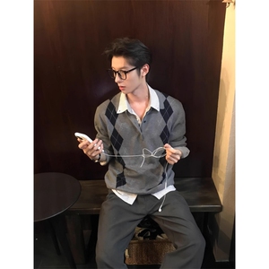 菱格双色Polo 高智感Miu系提花长袖 软糯正肩版型上衣 特P图片
