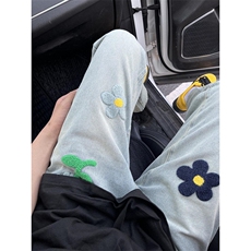 高街头设计感刺绣牛仔裤男春秋款嘻哈宽松休闲水洗直筒裤NZ796，男装牛仔裤，星座1116A（原606A-3）