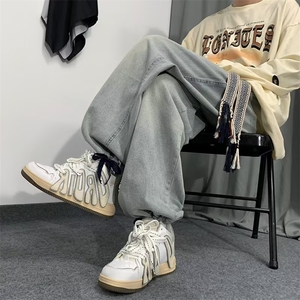 牛仔裤男秋季潮大码休闲裤子高街N1355P45图片