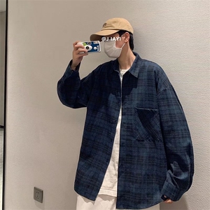 长袖衬衫男士春秋季新款格子衬衣男复古港风寸衫上衣服C6915-P36图片