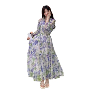 温柔风法式油画碎花连衣裙女夏2025新款长裙独特绝美巨好看度假风图片