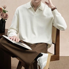 厚款毛衣翻领V领纯色毛衣针织衫G5730-P65，男装针织衫/毛衣，星座1012-1