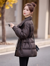 现货，2025新款羽绒服女冬季中长款面包服时尚气质宽松加厚外套潮，女装羽绒服，尚洛菲