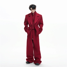 C316XZ9973P138K9974P78TZ9975P216套装毛呢红色西服，男装西服，电商C316