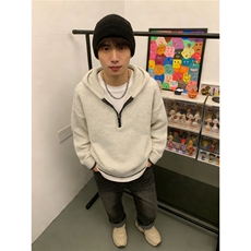 美式半拉链连帽套头针织衫秋冬外穿慵懒风宽松帽衫毛衣潮MY9588，男装针织衫/毛衣，星座208-5
