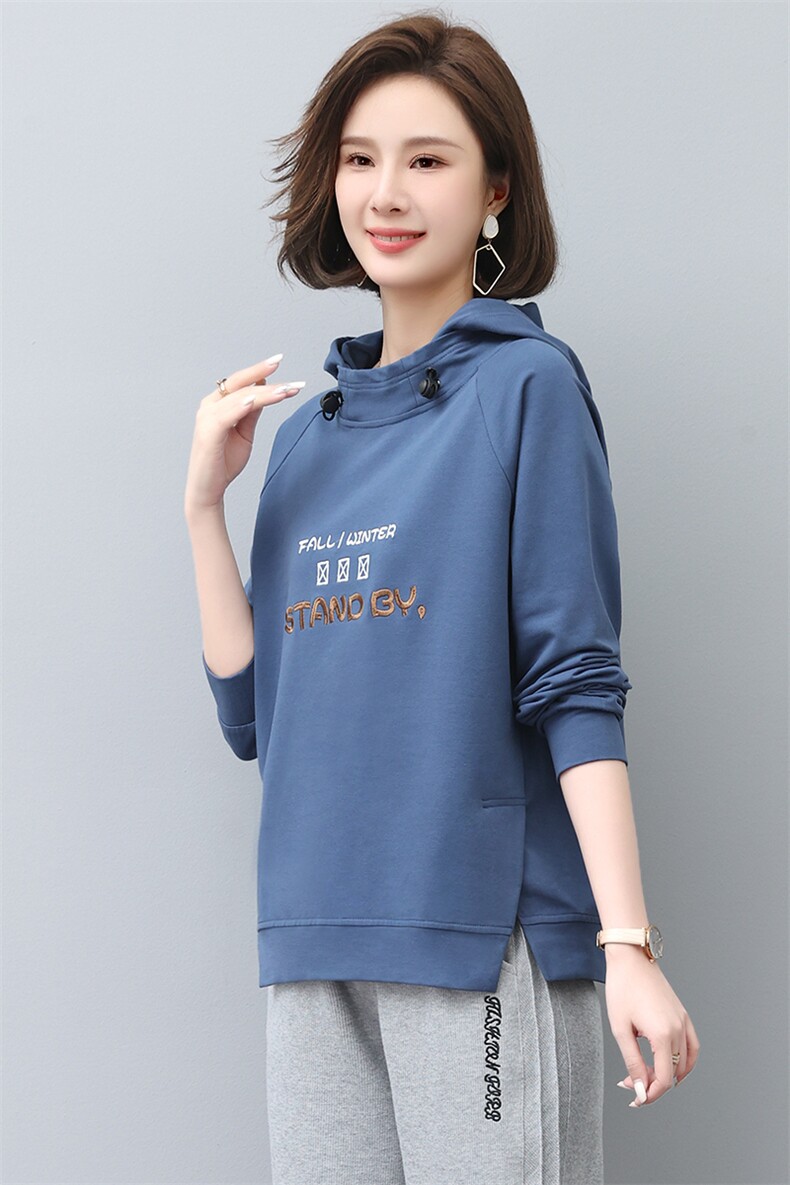 2022年秋季新款刺绣卫衣女连帽衫韩版休闲百搭长袖上衣服女棉,女装卫衣/绒衫,忆绮罗