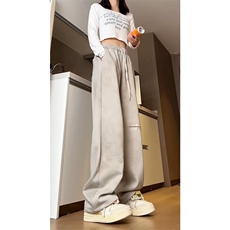 美式重磅水洗脏脏裤垂感宽松休闲刺绣运动裤504-K221-P45控68，女装休闲裤，星座504