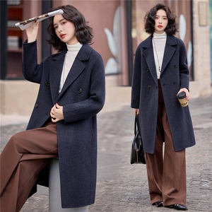 2025年冬季新款时尚双面绵羊毛翻领大衣外套女,女装双面呢大衣,美沁