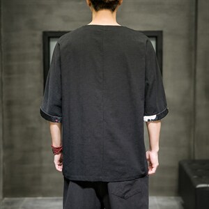2025春夏新款风棉麻七分短袖t恤男大码上衣QT6008-1/T063/P60图片
