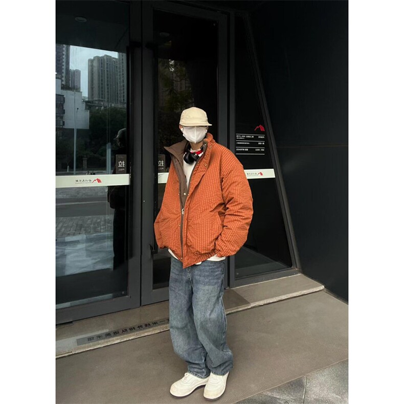 日系双面穿立领加厚面包棉服男女冬季工装宽松棉衣外套XZ-228,男装棉衣,星座1116A（原606A-3）
