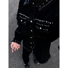 【有货】cleanfit黑色毛边牛仔外套男春秋美式高街夹克CT01LL-P65，男装夹克，星座1007（原301D）