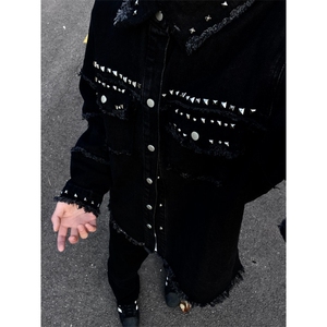 【有货】cleanfit黑色毛边牛仔外套男春秋美式高街夹克CT01LL-P65图片
