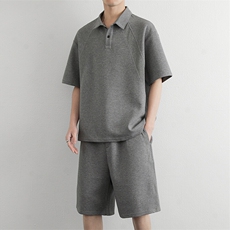 直播高品质两件套夏季潮流休闲运动翻领Polo＋五分短裤，男装牛仔裤，星座914