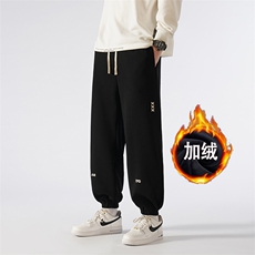 420g华棉复合奥利绒加绒刺绣束脚卫裤K824特P49，男装休闲裤，电商A309